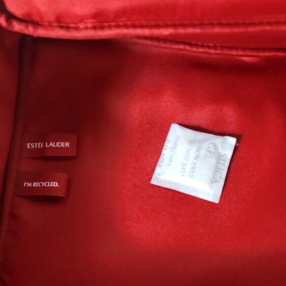 Estee Lauder Red Velvet with Gold Hardware Holiday Recycled Cosmetic Makeup Bag - Picture 15 of 16